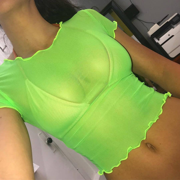 Net Gauze Cropped Top